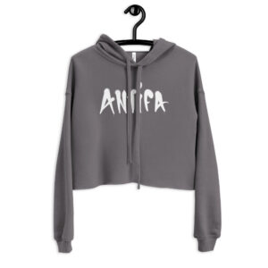 Women’s Antifa Anti Fascist Fat Cap Crop Hoodie