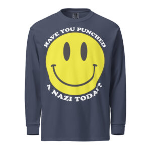 Punch Nazis Smiley Face heavyweight long-sleeve shirt